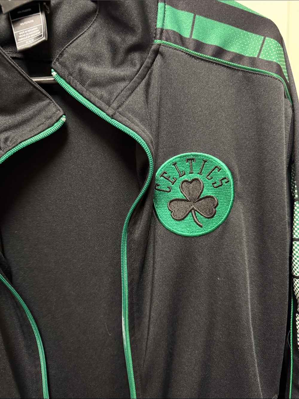 adidas Black and Green Celtics Performance Track Jacket - Picture 4 of 5